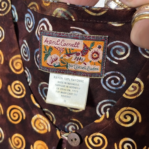 April Cornell Tank and Pant Set in Rayon Brown and Wheat Color with Swirl Accent - Picture 6 of 9
